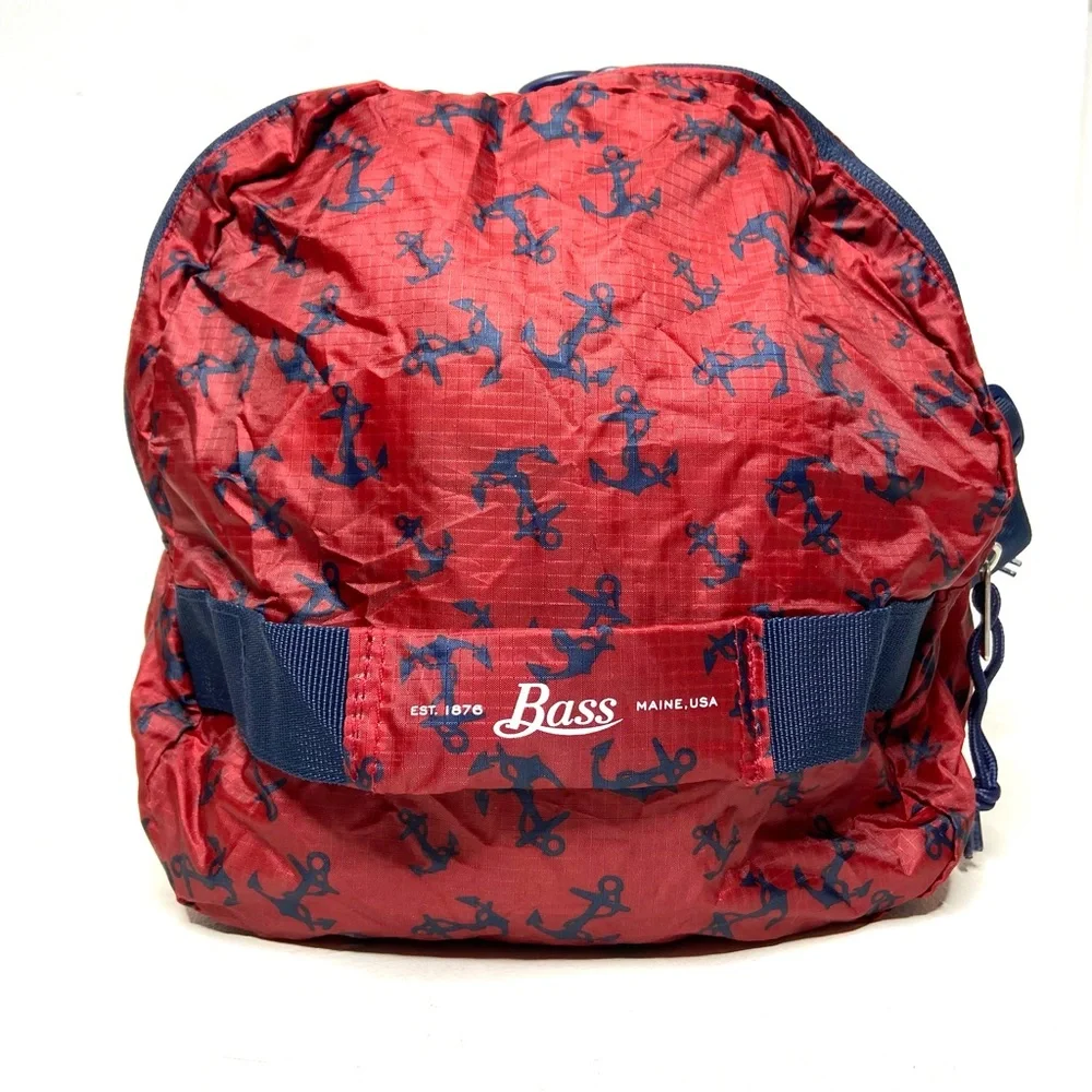 G.H. Bass & Co. Red and Blue Anchor Packable Duffel Bag